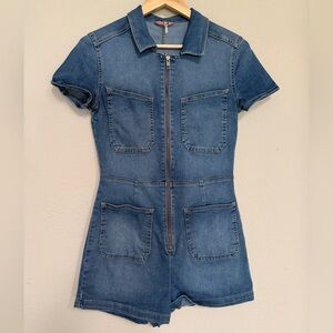 Free People Denim Short Sleeve Romper size S